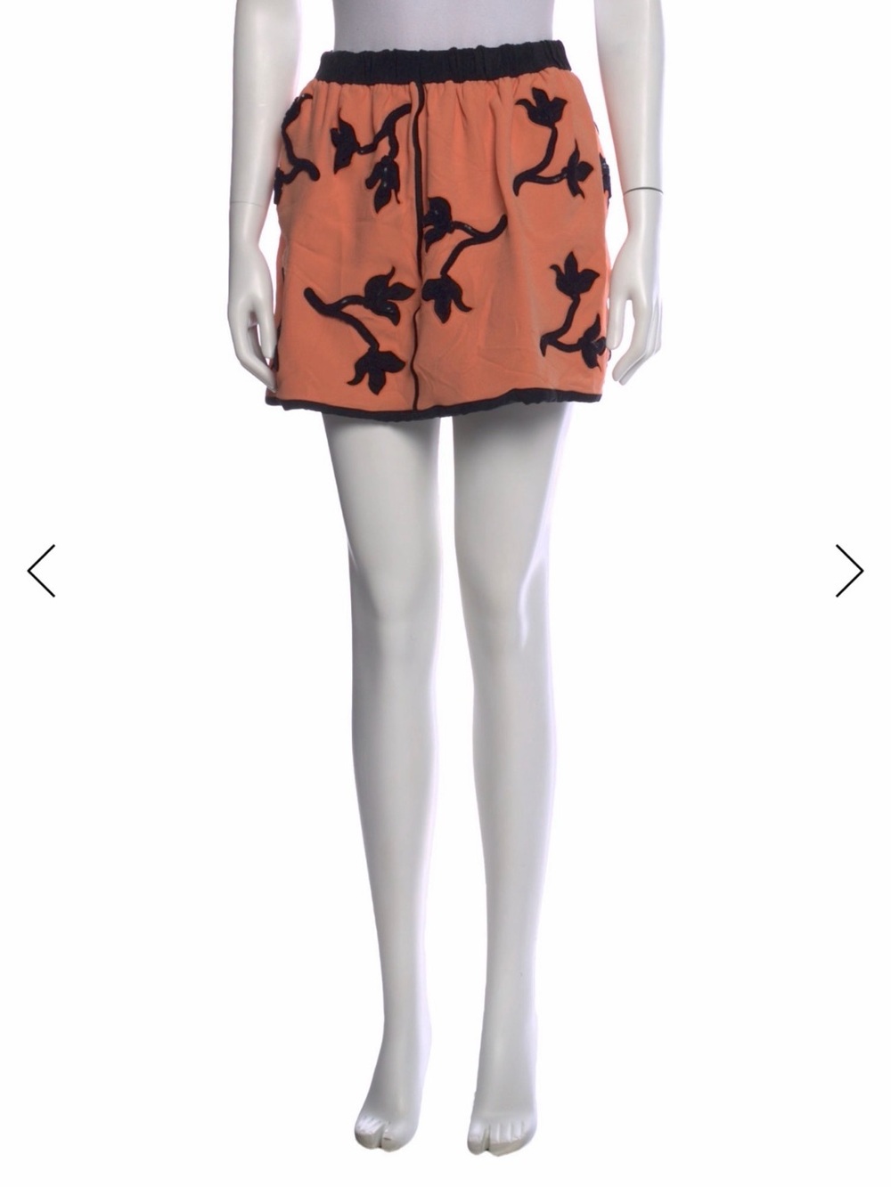 Louis Vuitton Peach Mini Skirt with Black Floral Appliqué